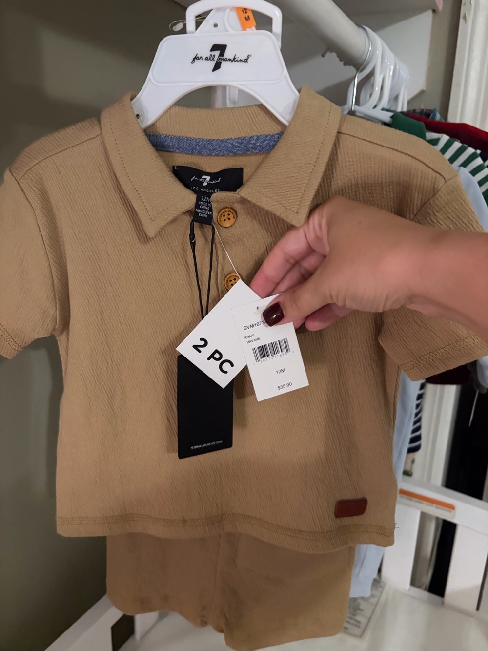 Boys 2 piece set matching collared shirt and shorts size 12M